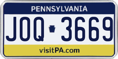 PA license plate JOQ3669