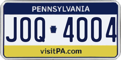 PA license plate JOQ4004