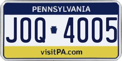 PA license plate JOQ4005