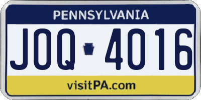 PA license plate JOQ4016
