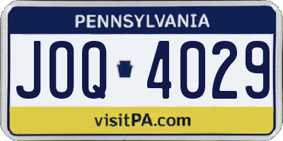 PA license plate JOQ4029