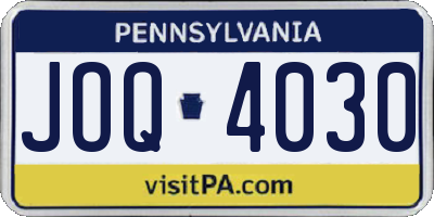 PA license plate JOQ4030