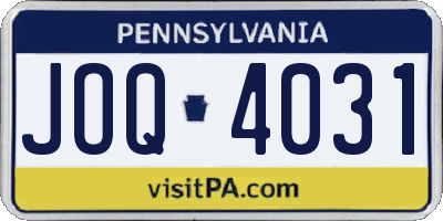 PA license plate JOQ4031
