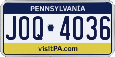 PA license plate JOQ4036