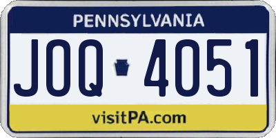 PA license plate JOQ4051