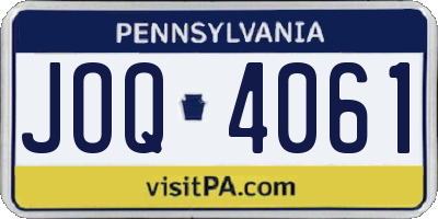 PA license plate JOQ4061