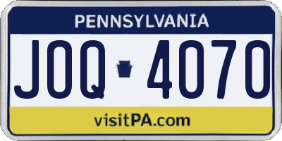 PA license plate JOQ4070