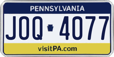 PA license plate JOQ4077