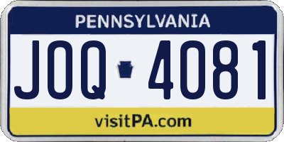 PA license plate JOQ4081