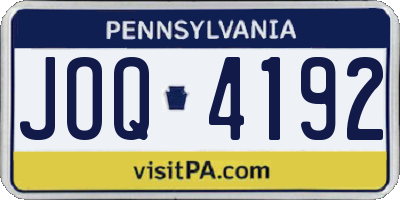 PA license plate JOQ4192