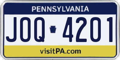 PA license plate JOQ4201