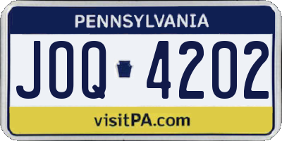 PA license plate JOQ4202
