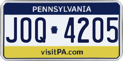 PA license plate JOQ4205
