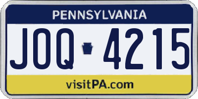 PA license plate JOQ4215