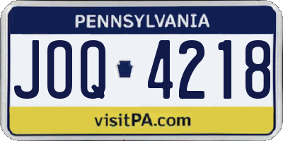 PA license plate JOQ4218