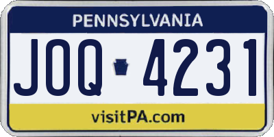 PA license plate JOQ4231