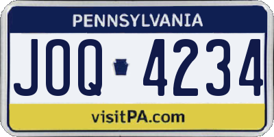 PA license plate JOQ4234