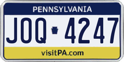 PA license plate JOQ4247
