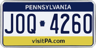 PA license plate JOQ4260