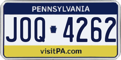 PA license plate JOQ4262