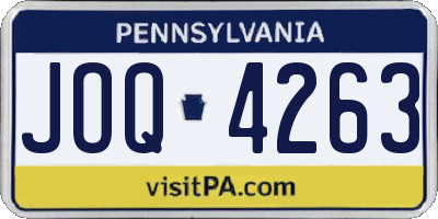 PA license plate JOQ4263