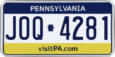 PA license plate JOQ4281