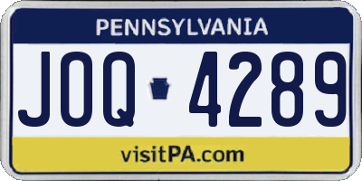 PA license plate JOQ4289