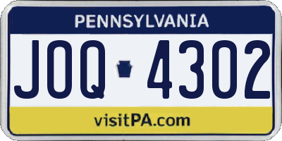 PA license plate JOQ4302