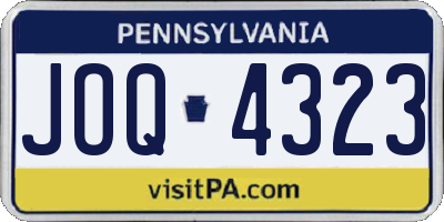 PA license plate JOQ4323