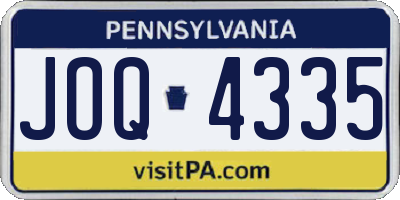 PA license plate JOQ4335