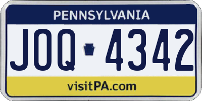 PA license plate JOQ4342