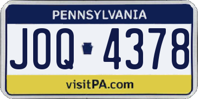 PA license plate JOQ4378