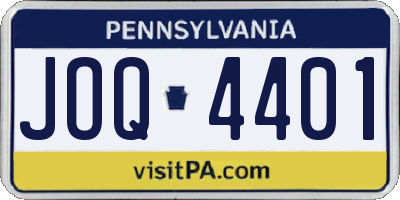 PA license plate JOQ4401