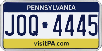 PA license plate JOQ4445