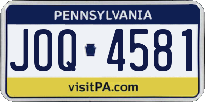 PA license plate JOQ4581