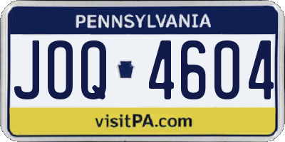 PA license plate JOQ4604