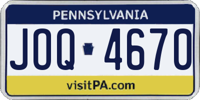 PA license plate JOQ4670