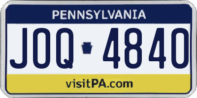 PA license plate JOQ4840