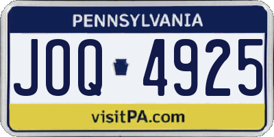 PA license plate JOQ4925