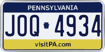 PA license plate JOQ4934