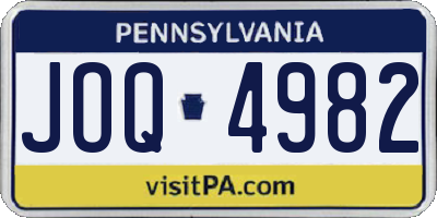 PA license plate JOQ4982