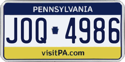 PA license plate JOQ4986