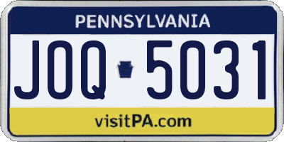 PA license plate JOQ5031
