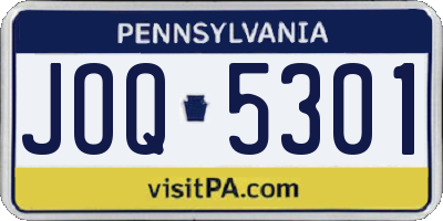 PA license plate JOQ5301