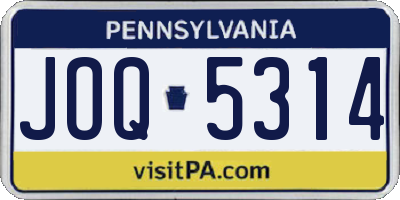 PA license plate JOQ5314