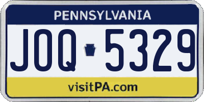PA license plate JOQ5329