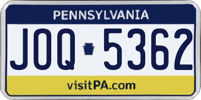 PA license plate JOQ5362