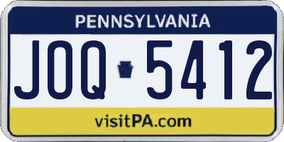 PA license plate JOQ5412