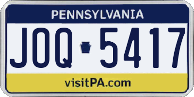 PA license plate JOQ5417