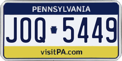PA license plate JOQ5449